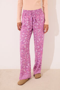 Womensecret Pantalón largo de viscosa con estampado floral boho estampado