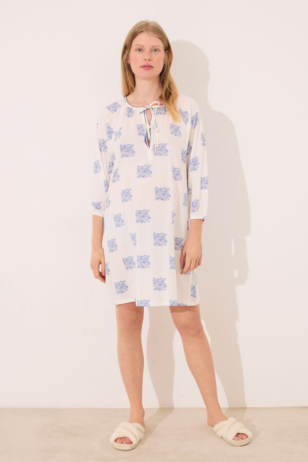 Womensecret Camisón corto " premamá " con estampado boho marfil