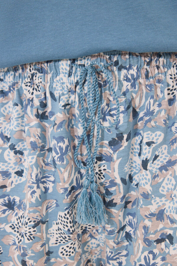 Womensecret Pijama corta floral 100% algodón  azul