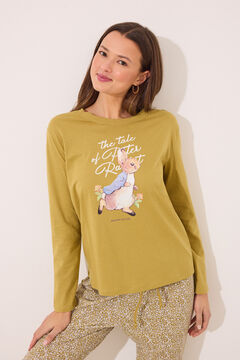 Womensecret Pijama larga 100% algodón estampado "Peter Rabbit" kaki