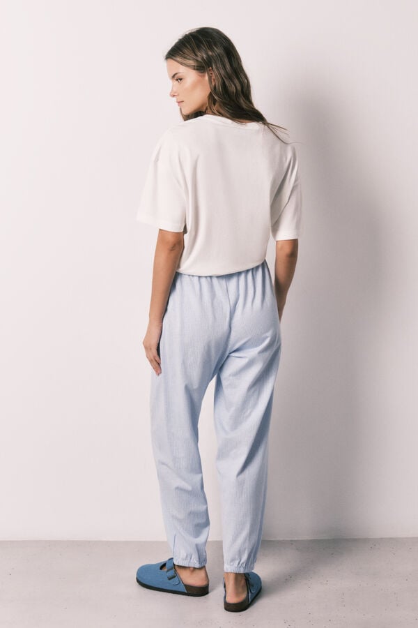 Women'secret Pantal&oacute;n carrot 100% algod&oacute;n estampado de rayas estampado