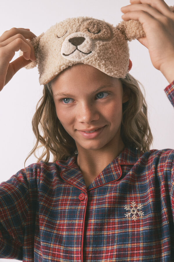 Women'secret Pijama infantil de camisa a cuadros, 100% algodón azul