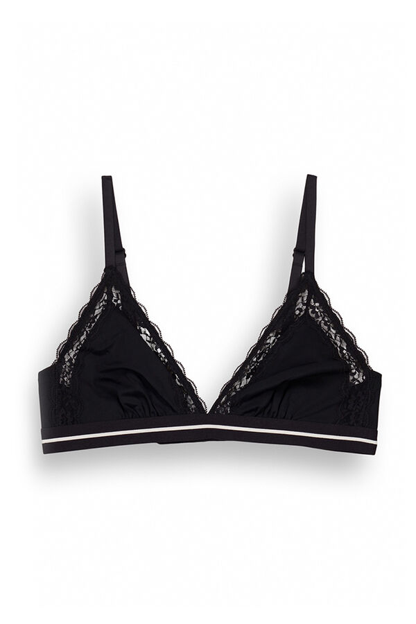 Womensecret NATURAL Brasier triangular microfibra encaje negro negro