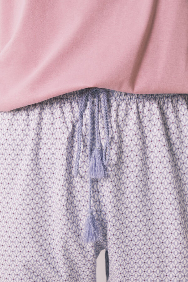Women'secret Pantalón pitillo 100% algodón con estampado geométrico rosa