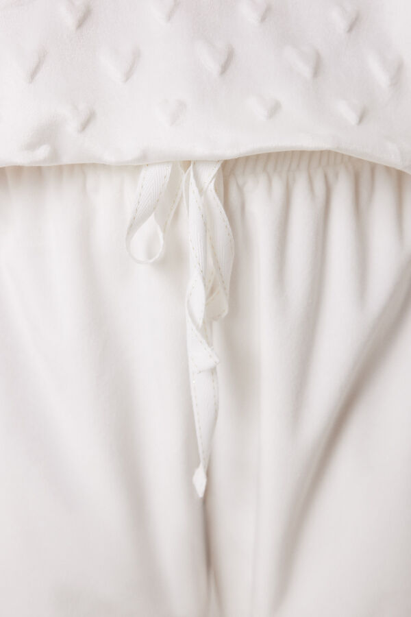 Womensecret Pijama larga terciopelo suave blanca blanco