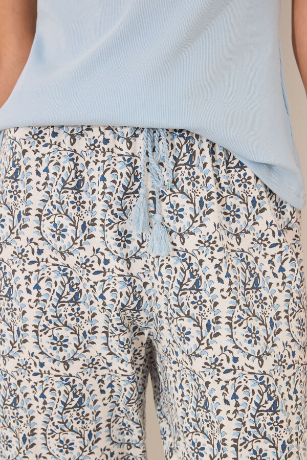 Womensecret Pijama capri de algodón con estampado paisley azul azul