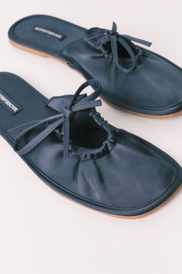 Women'secret Zapatillas de casa de sat&eacute;n azul verde