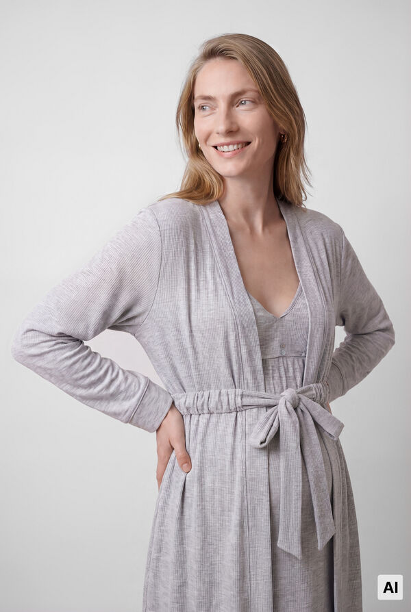 Women'secret Bata midi con cintur&oacute;n gris gris