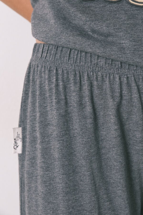 Women'secret Pijama larga 100% algodón gris Pingu gris