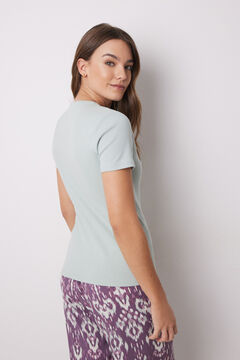 Womensecret Playera manga corta canalé verde gris