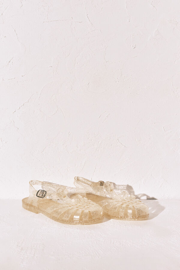 Women'secret Sandalias cangrejeras jelly dorado kaki