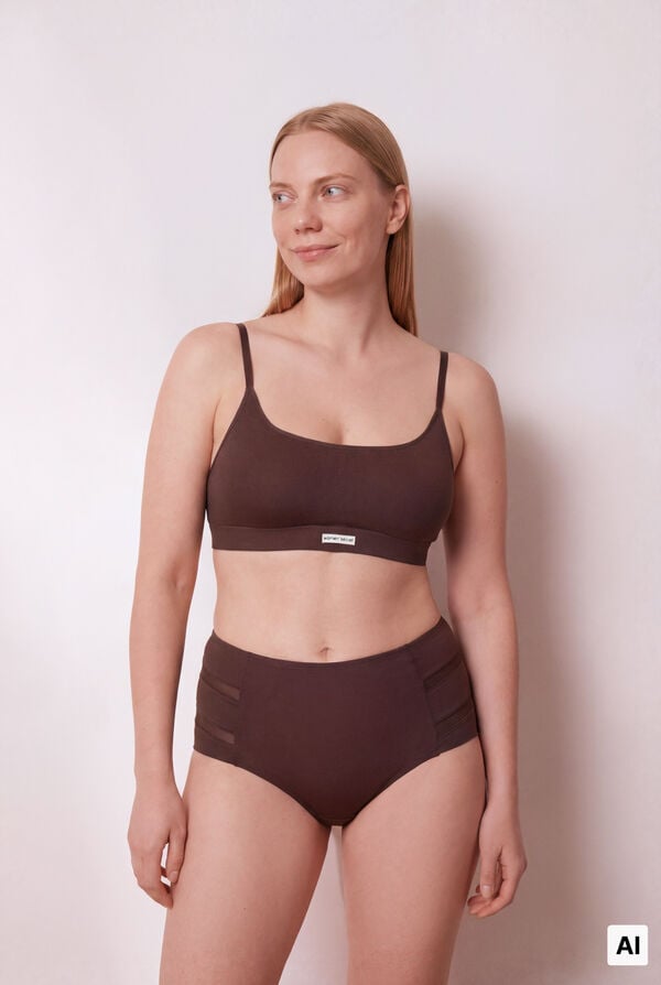 Women'secret Panty moldeadora de tiro alto deportiva caf&eacute; caf&eacute;