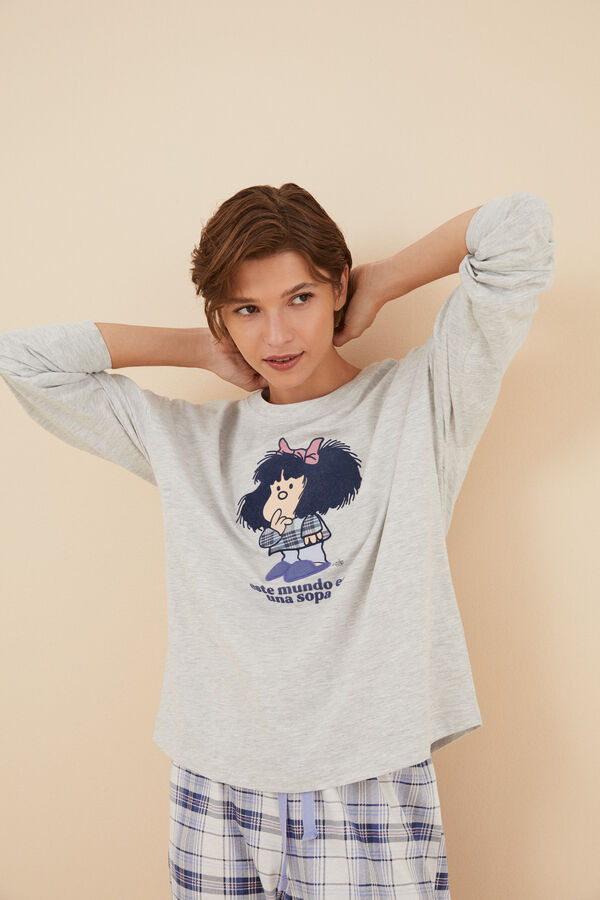 Womensecret Pijama 100% algodón Mafalda gris