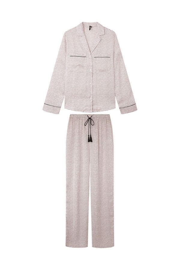 Womensecret Pijama camisera satín rombos blanco