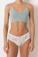 Womensecret Panty brasileño ancha con estampado marfil