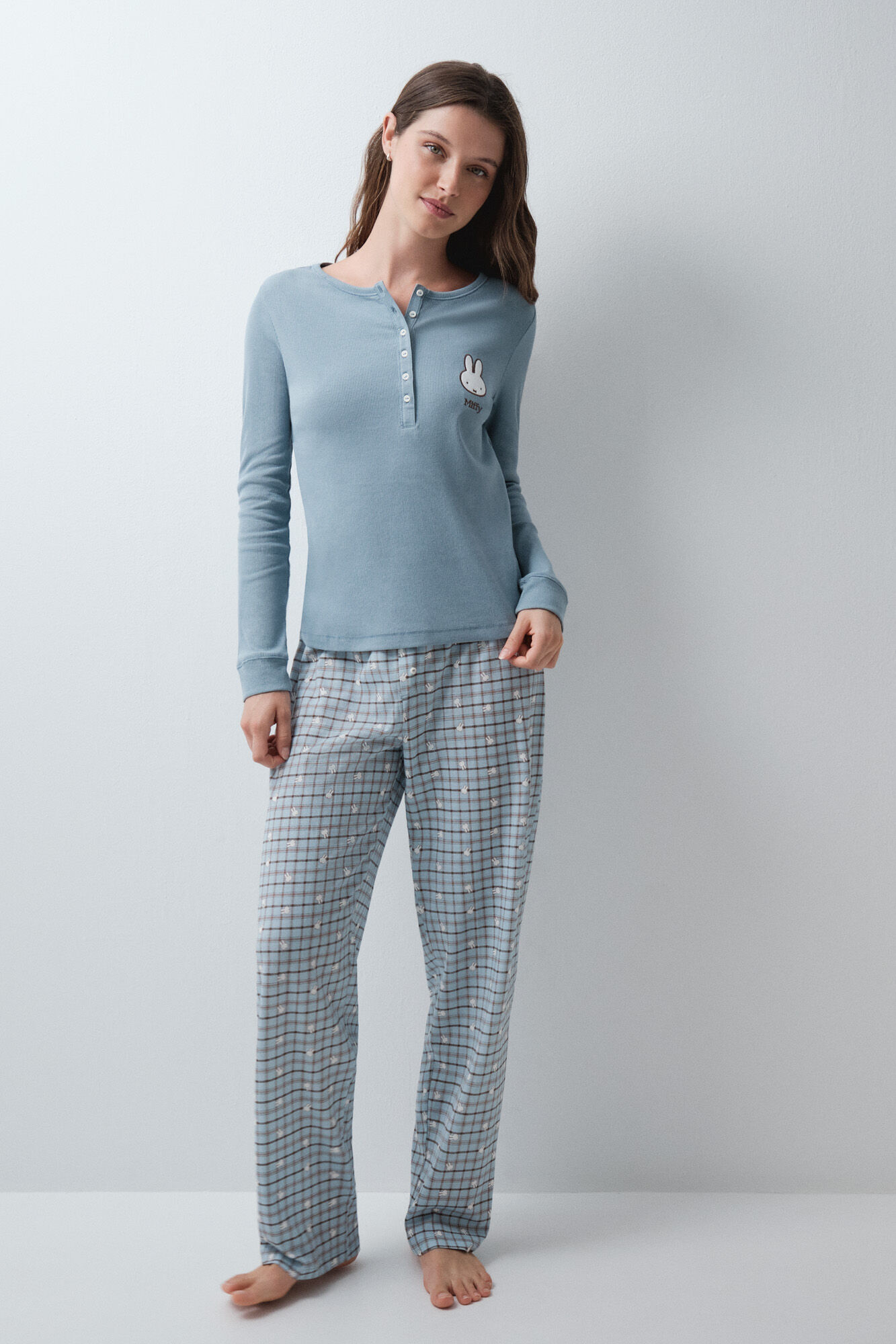 Women'secret Pijama larga de algod&oacute;n azul Miffy