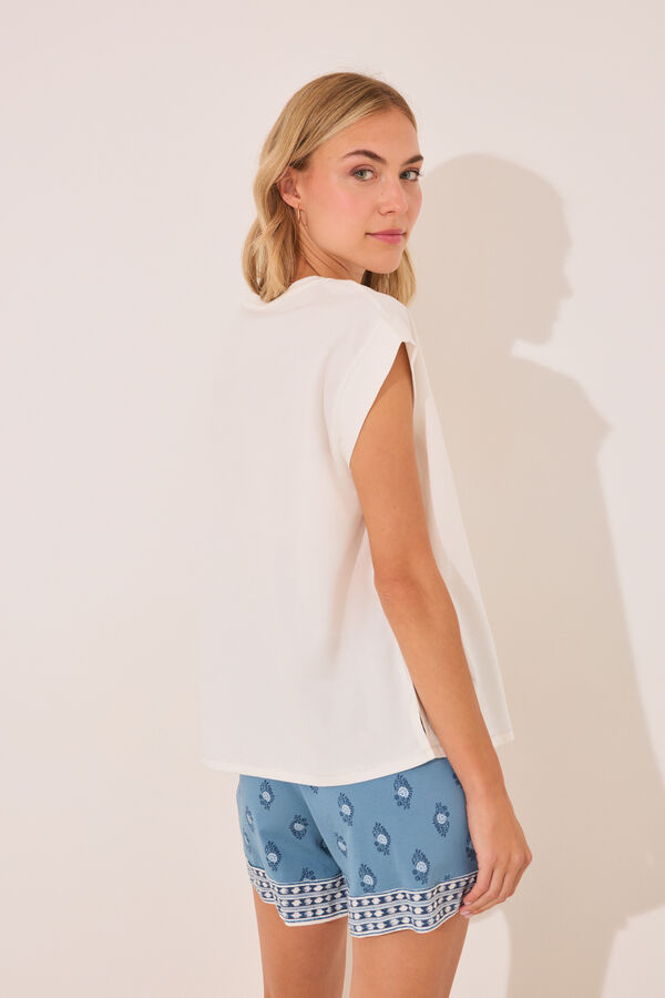 Womensecret Pijama corta 100% algodón con estampado paisley  marfil