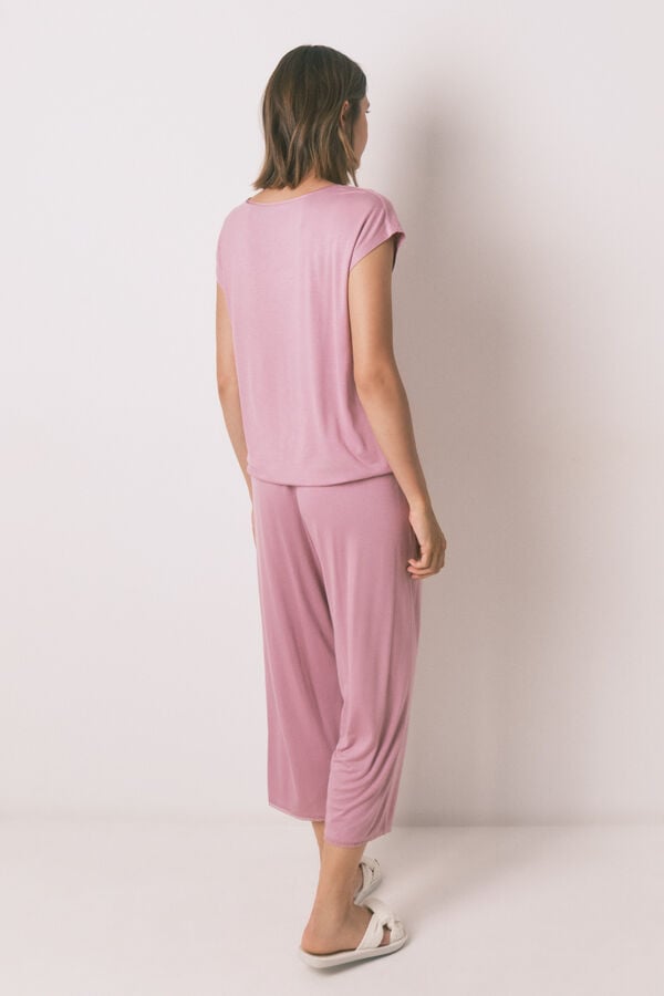 Womensecret Pijama Capri de viscosa rosa de soft touch rosa