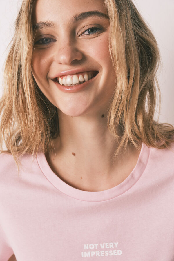 HI&BYE Pijama larga de algod&oacute;n rosa con estampado de mini flores rosa