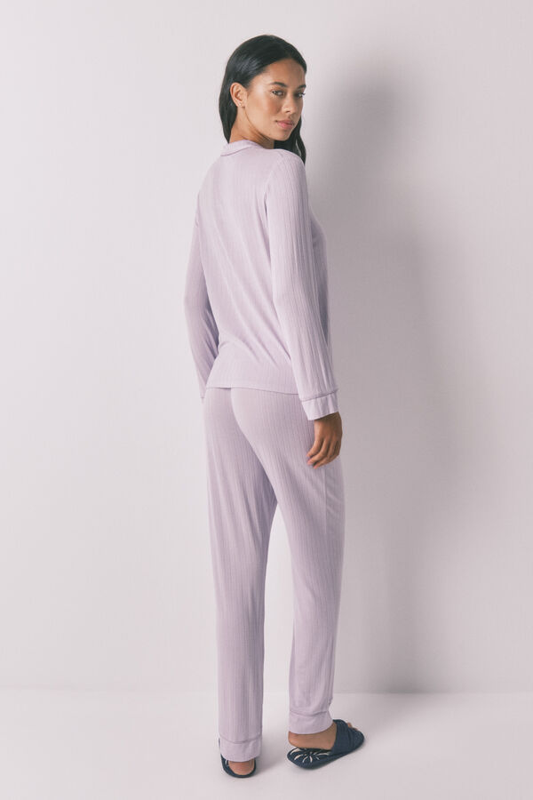 Womensecret Pijama camisera largo de viscosa color lila rosa