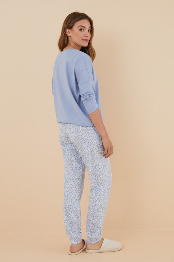 Womensecret Pijama 100% algodón azul multiflor azul