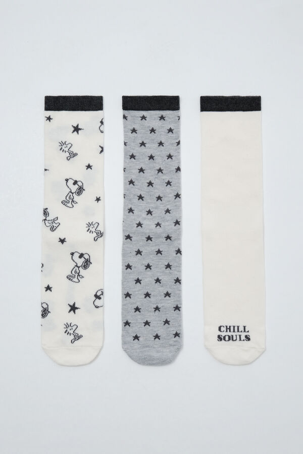 Women'secret Pack 3 calcetines largos estampado Snoopy estampado