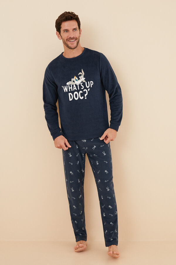 Womensecret Pijama larga hombre polar Bugs Bunny azul