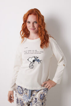 Womensecret Playera de manga larga 100% algodón de Snoopy marfil