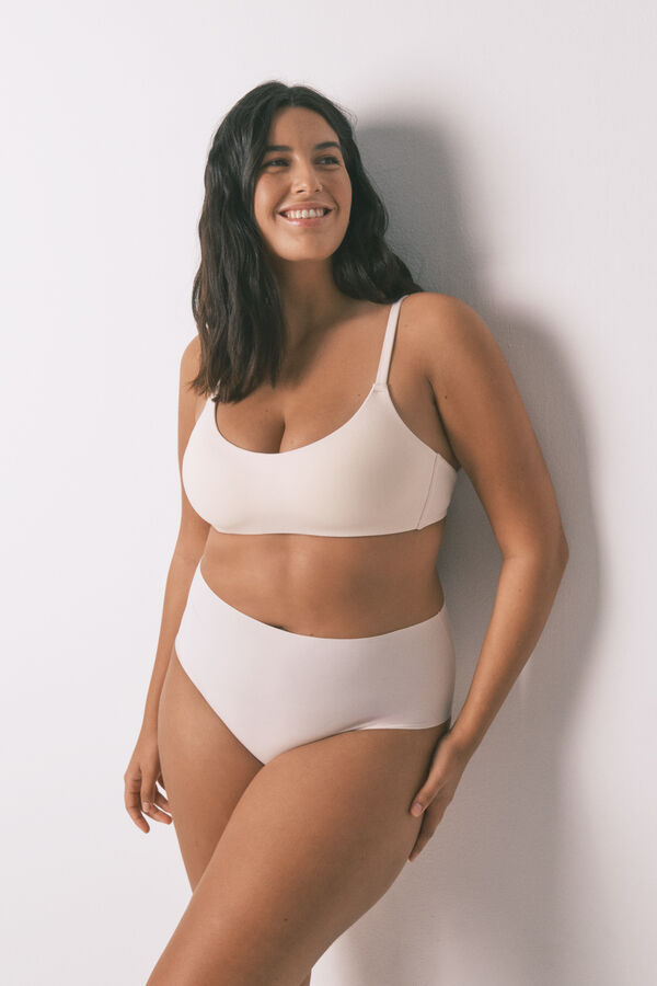 Women'secret Panty de algodón rosa de cintura alta rosa