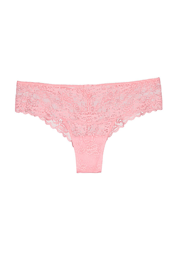 Womensecret Panty brasileño ancho encaje rosa rosa