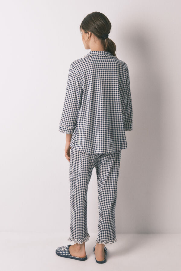 Women'secret Pijama camisera largo 100% cuadros vichy  azul
