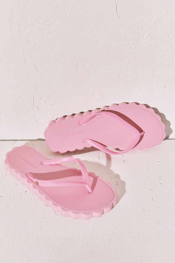 Women'secret Chanclas de dedo efecto ondas rosa rosa