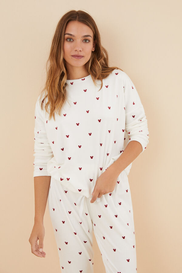 Womensecret Pijama terciopelo Mickey Mouse blanco
