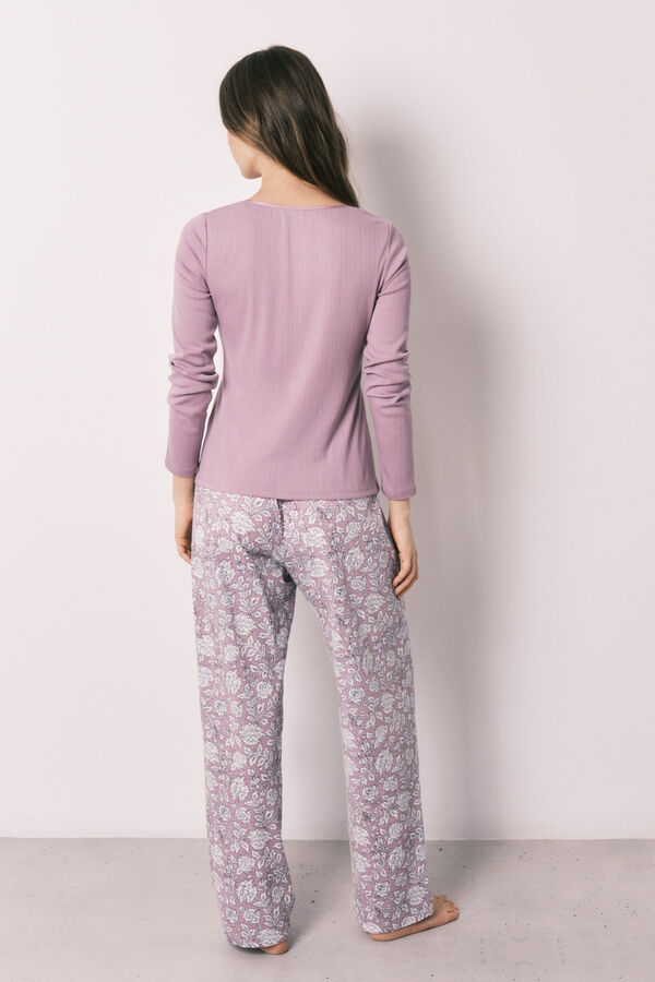 Women'secret Pijama larga estampado de flores rosa rosa