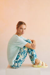 Womensecret Pantalón largo flores verde estampado