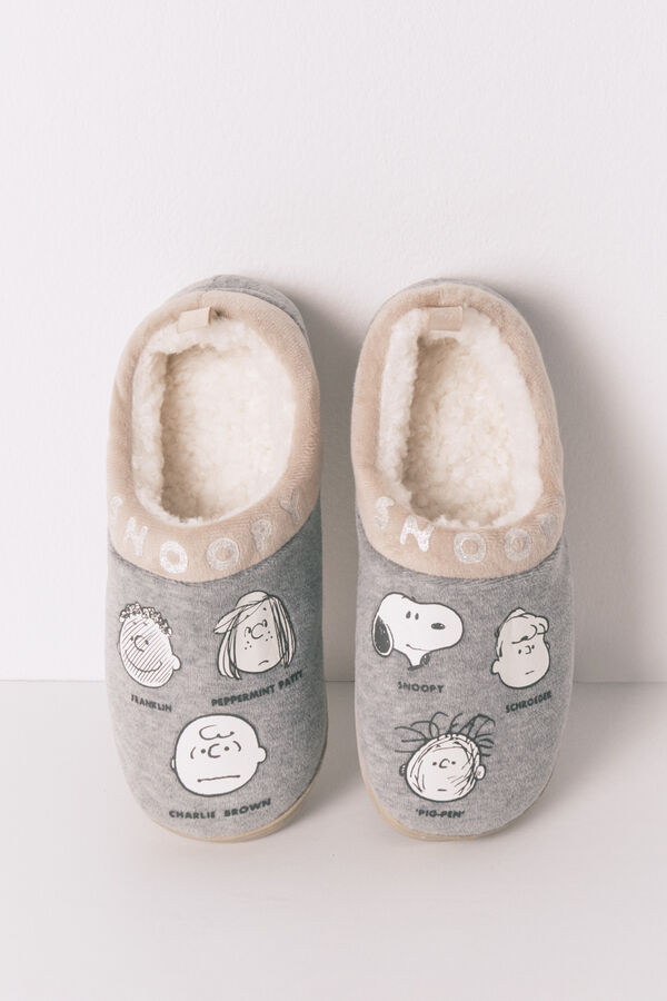 Women'secret Pantuflas para casa grises de Snoopy gris