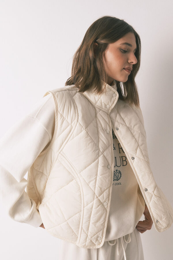 Women'secret Chaleco acolchado blanco marfil