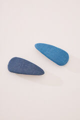 Womensecret Pack de 2 pinzas para el pelo de denim azul azul