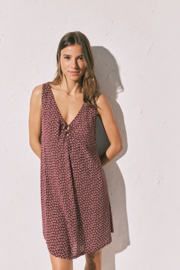 Women'secret Vestido corto estampado p&uacute;rpura