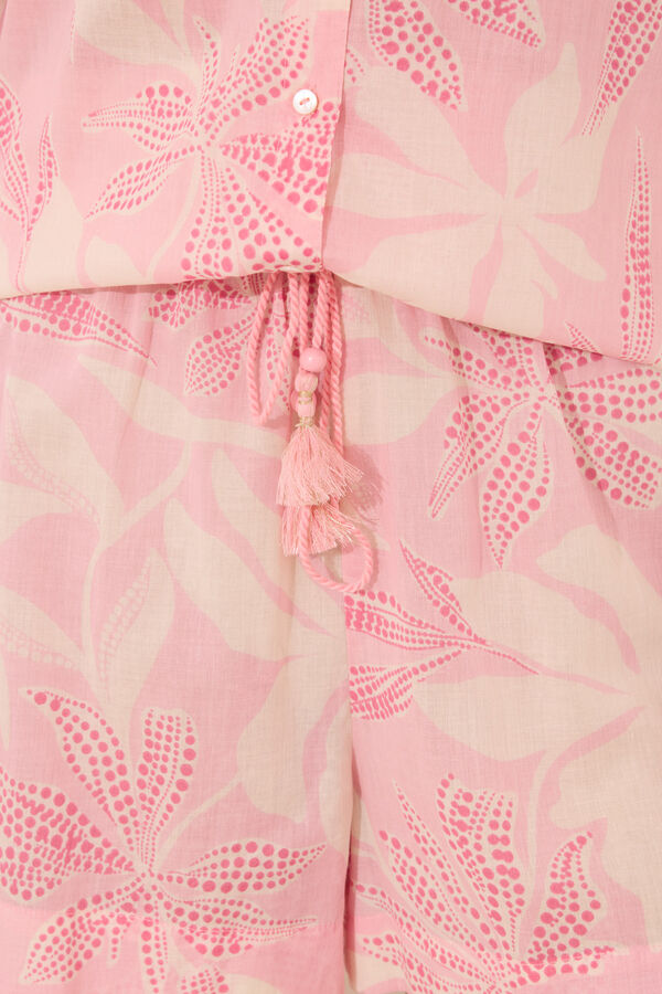 Womensecret Pijama camisera de voile 100% algodón con estampado floral rosa