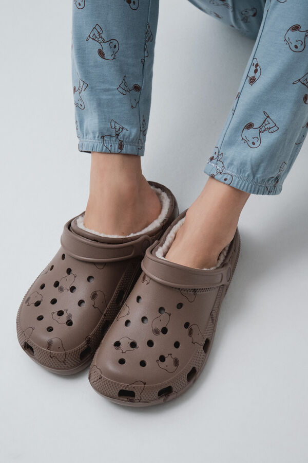 Women'secret Pantunflas zueco forrado caf&eacute;