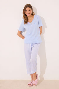 Womensecret Pijama capri 100% algodón rayas azules azul