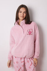 Womensecret Pijama larga polar caritas Smiley rosa