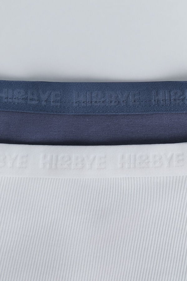 HI&BYE Pack de 2 panties bóxer azules y blancos blanco