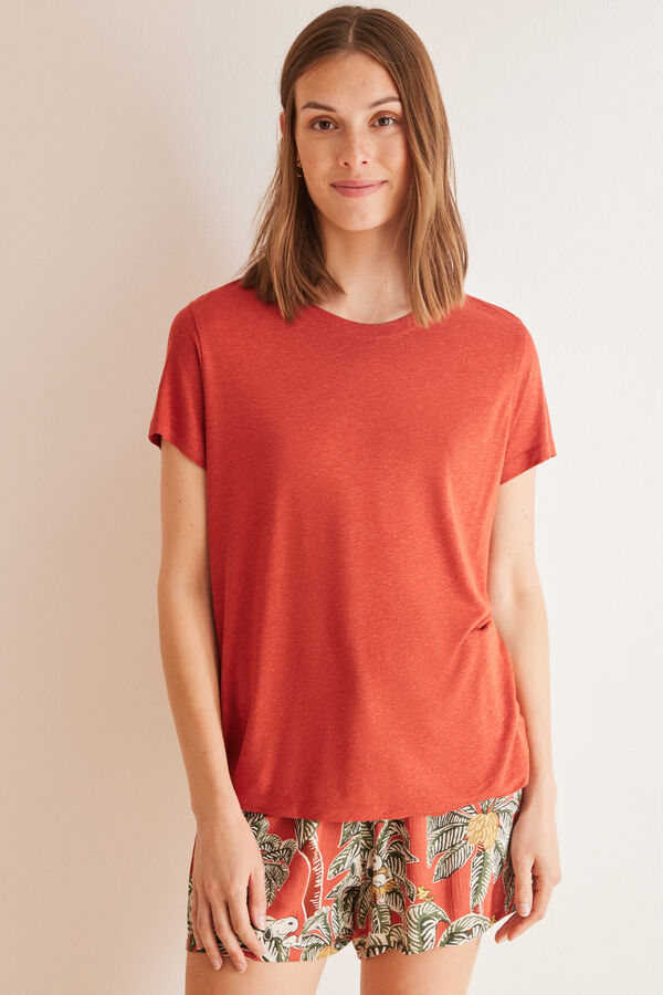 Womensecret Playera roja manga corta naranja