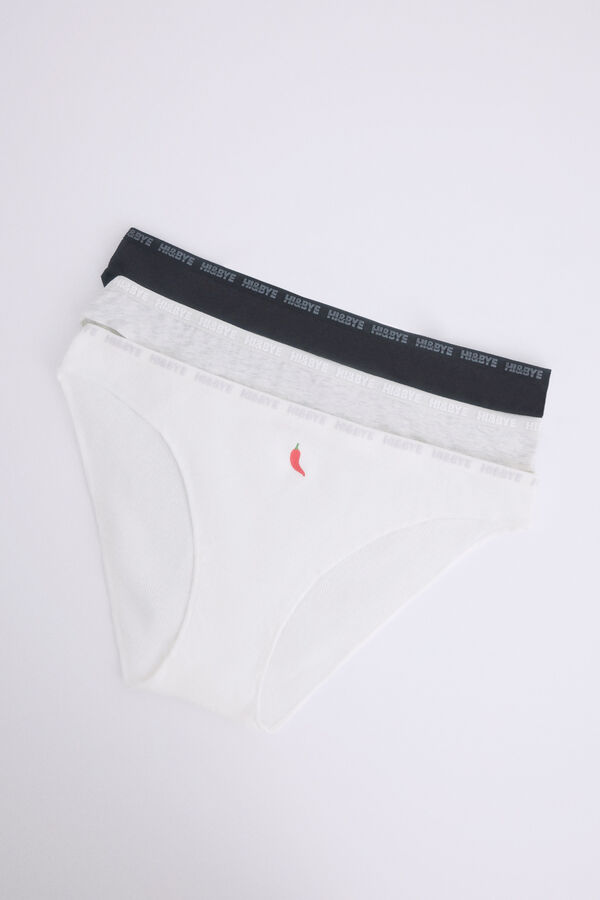 Womensecret Pack 3 bragas clásicas negro, blanco, gris blanco