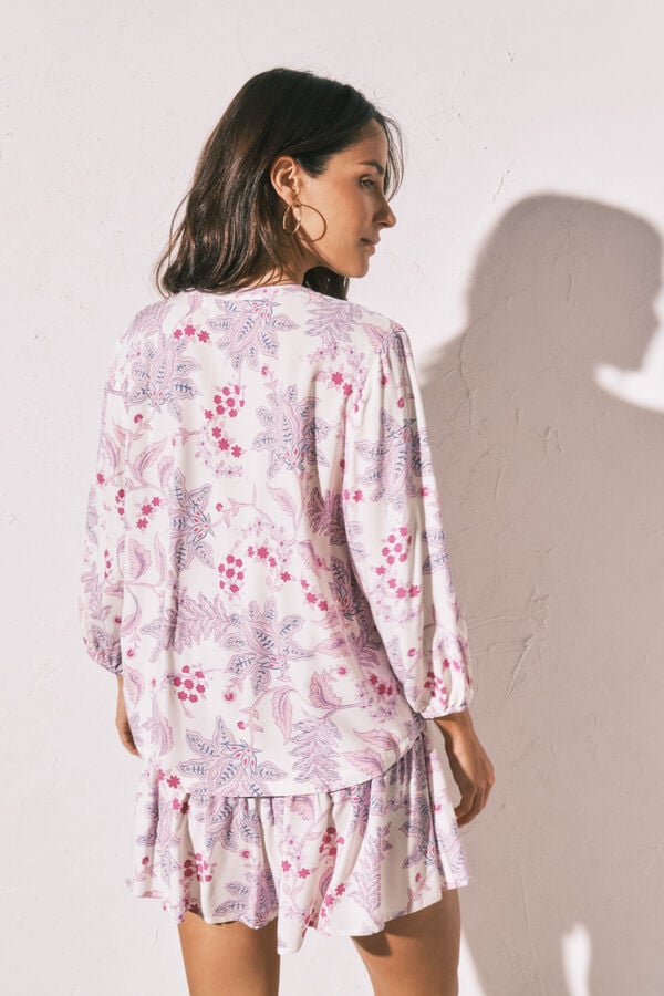 Women'secret Conjunto de falda y playera de dormir estampadas blanco