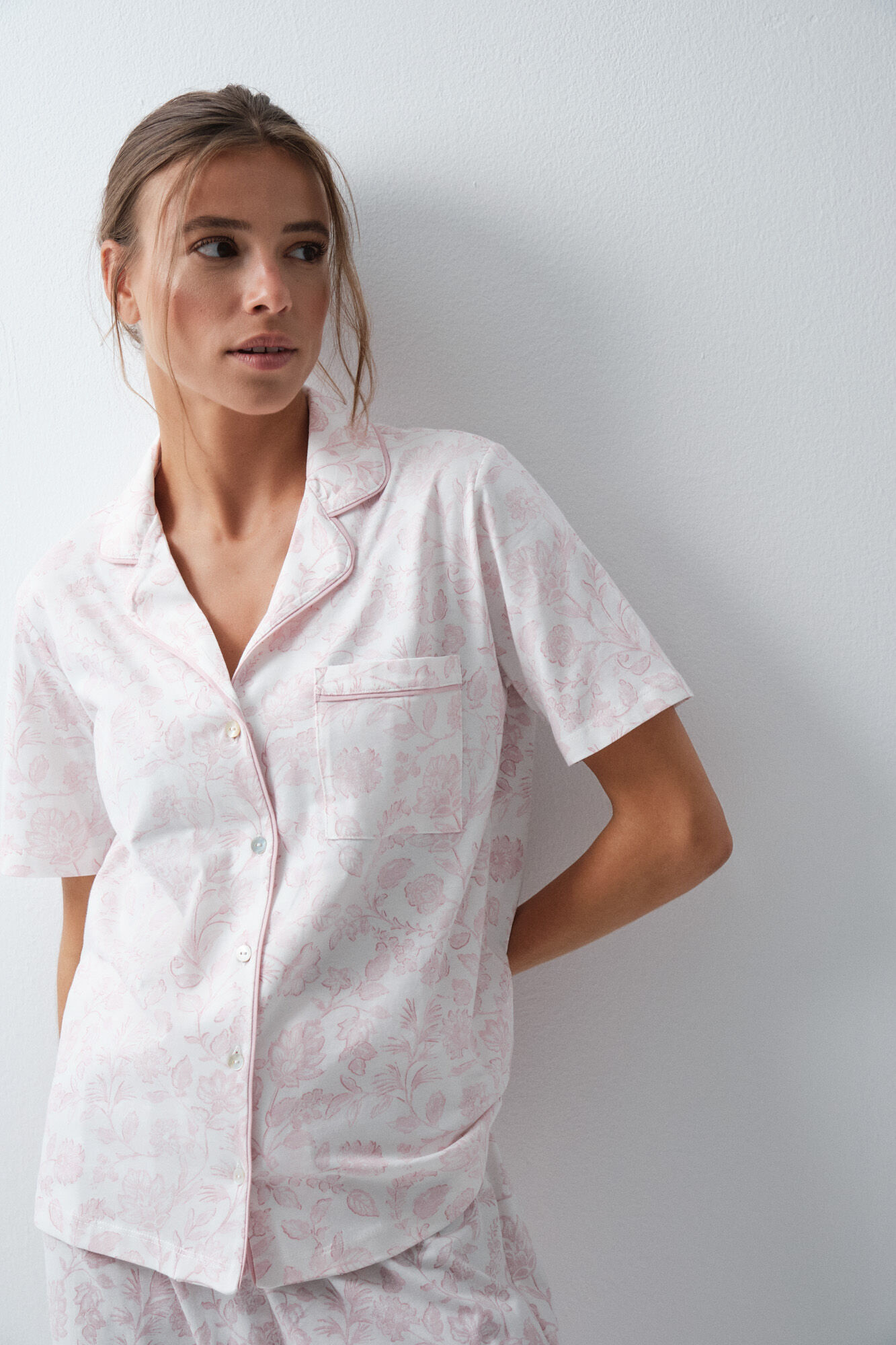 Women'secret Pijama camisera de algod&oacute;n con estampado floral