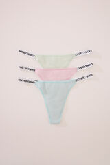 Womensecret Pack de 3 tangas de algodón con logo blanco