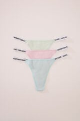 Womensecret Pack de 3 tangas de algodón con logo blanco